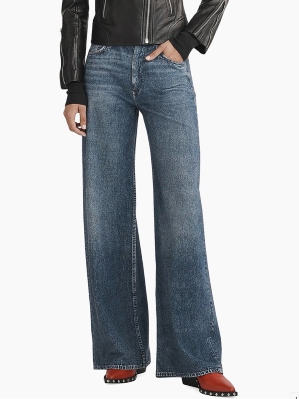 NEW rag & bone Wide-Leg High-Rise Jeans Miramar Sofie Wide-Leg Size 26 NWOT